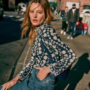 Sezane Eglantine Blouse Navy